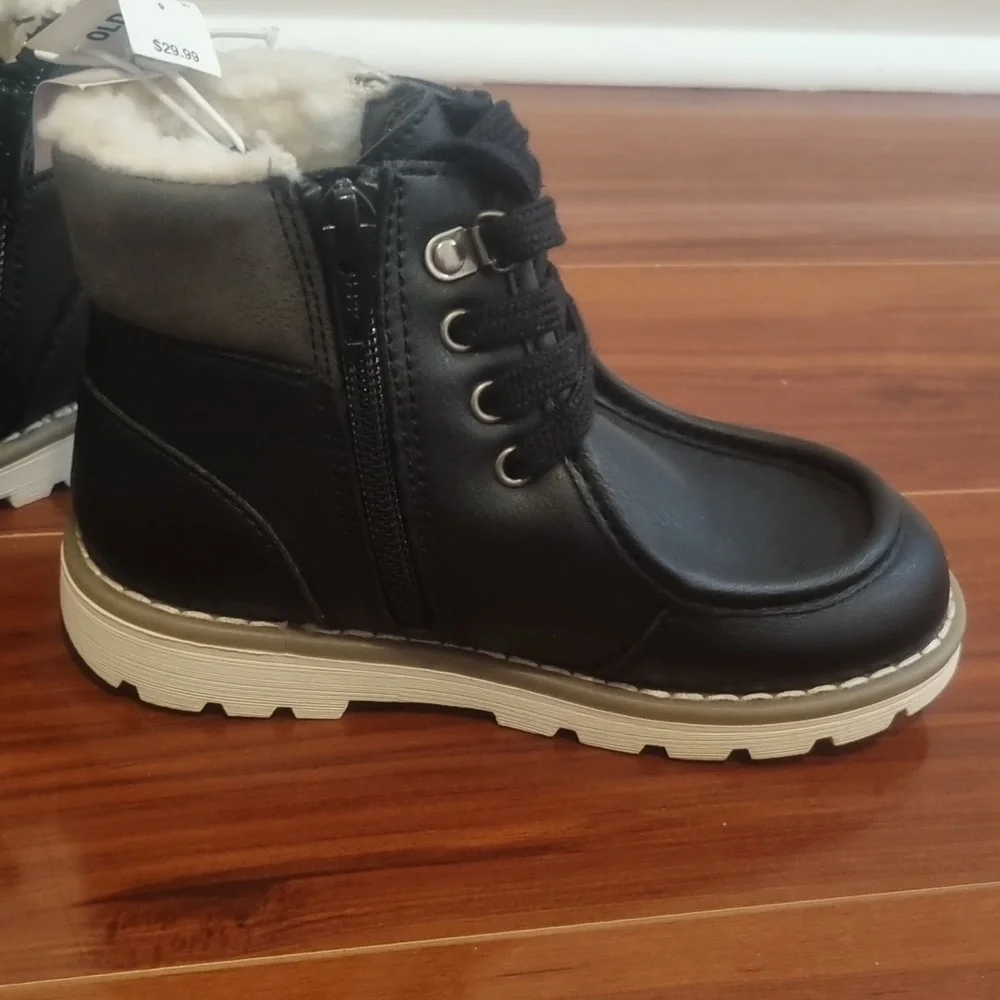 OLD NAVY Little Kids High Top Faux Leather Boots Black Size 9